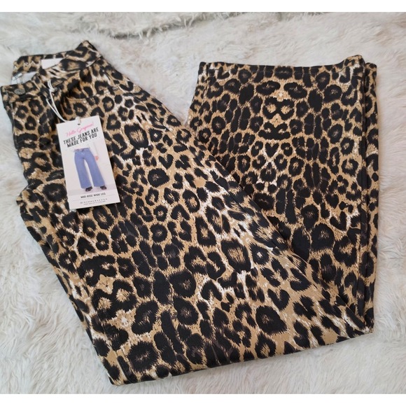 Denim - Gemma Rae USA Leopard Print Mid-Rise Wide Leg Jeans NWT Size 00 Ultra Stretch